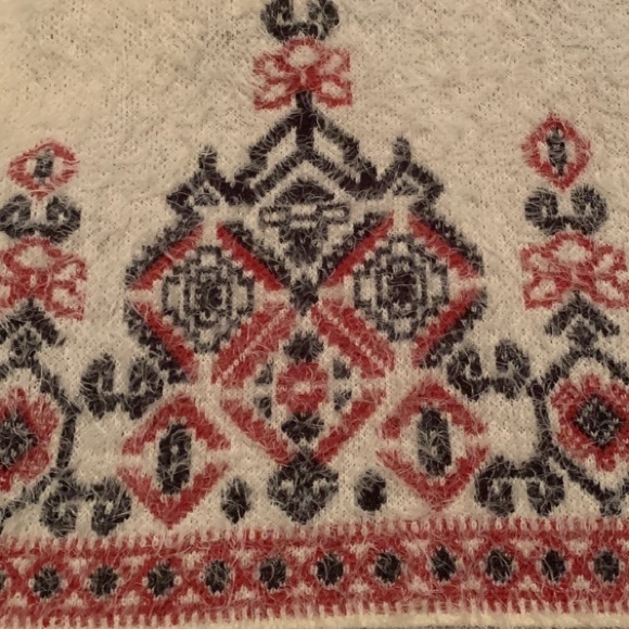 Knox Rose Boho Eyelash Open Cardigan Women’s Size Large Floral Geometric Red New - Picture 6 of 7